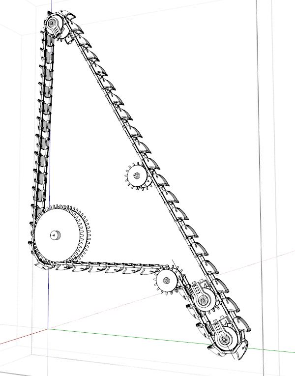 Drawing of Chain and Sprockets for Crimson Peak Excavator